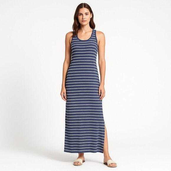 Sail to Sable Dresses & Skirts - STS Sail To Sable Striped Racerback Maxi Dress Cotton Blend Medium Navy White